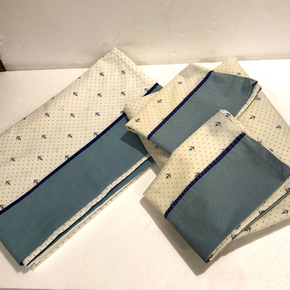 NAUTICA, FULL SIZE SHEET SET, NAUTICAL PATTERN, CREAM/BLUE, 100% COTTON